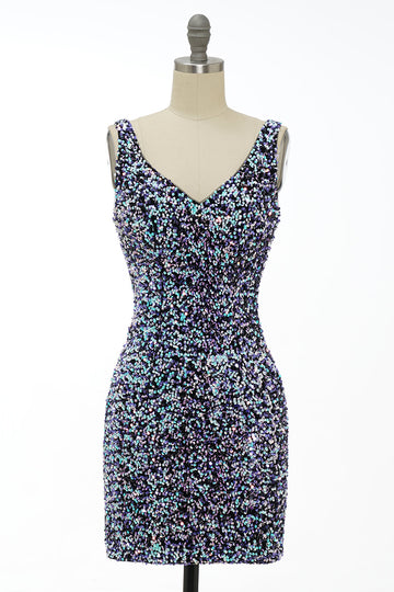 Czarna cekinowa dopasowana sukienka Homecoming